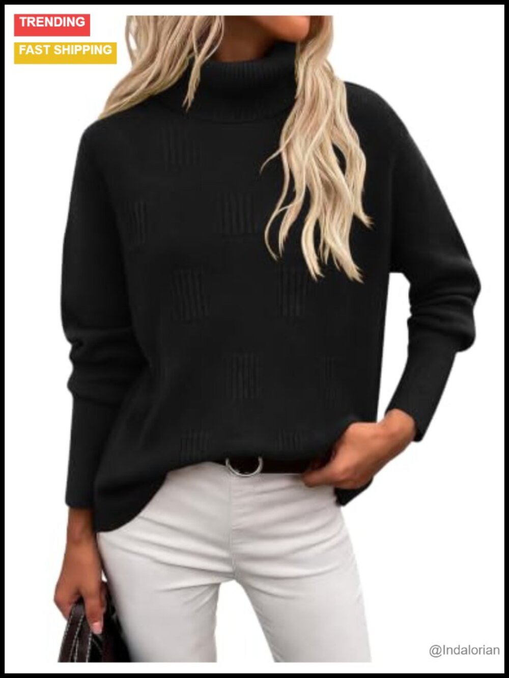 Ekouaer Turtleneck Sweater Ribbed Knit Long Sleeve Pullover Fall Winter